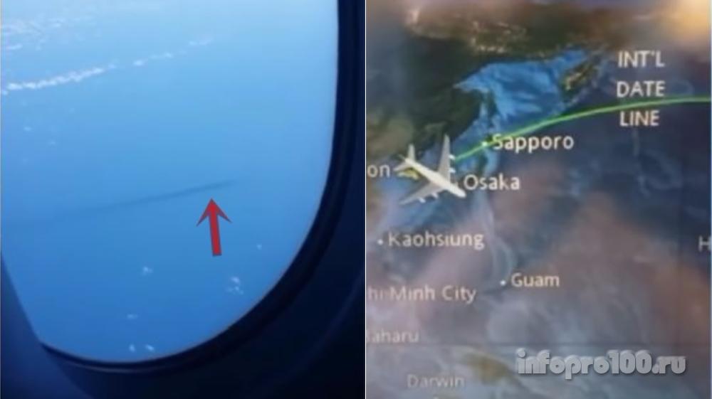 Пассажир самолёта заснял на видео неизвестного подводного змея