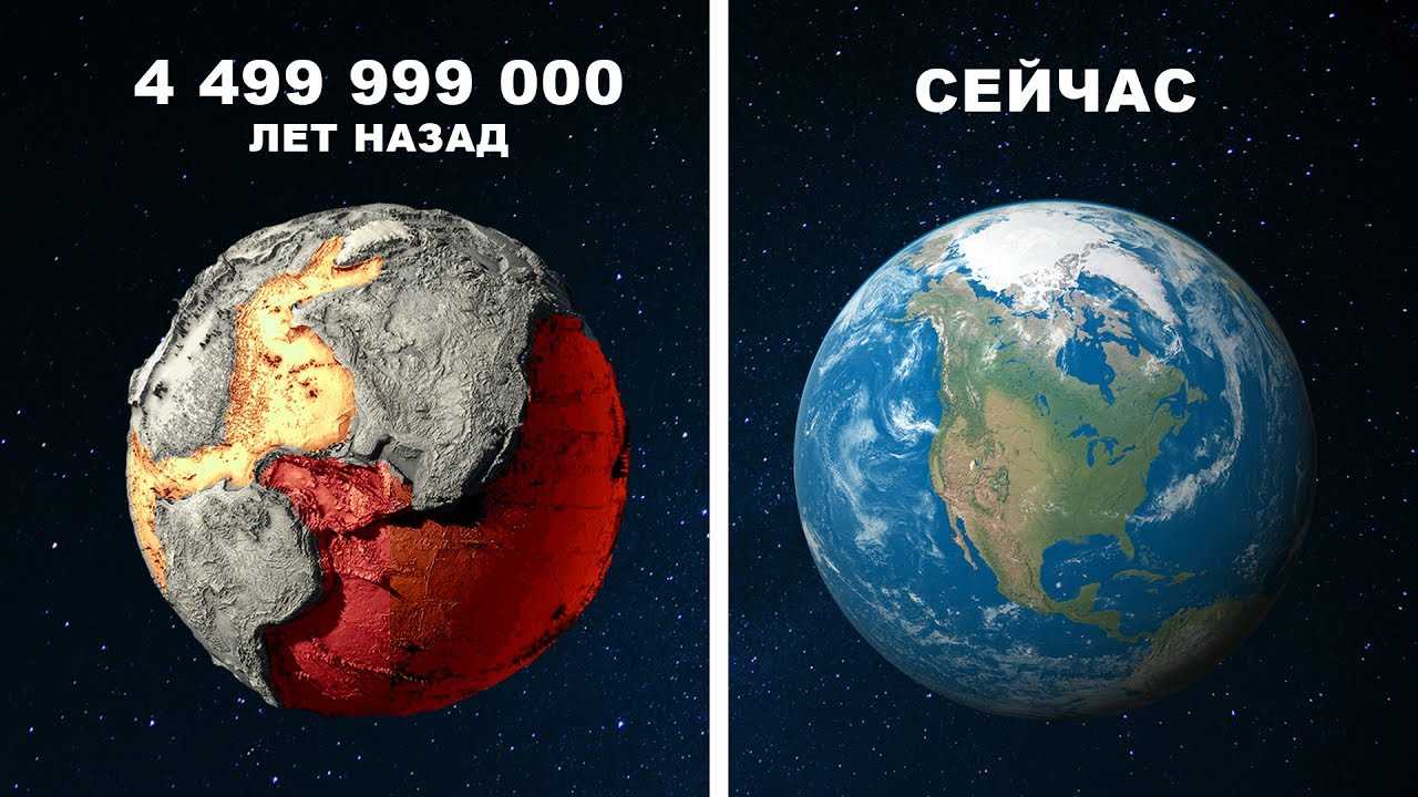 Земля 4,499,999,000 лет назад за 7 минут.